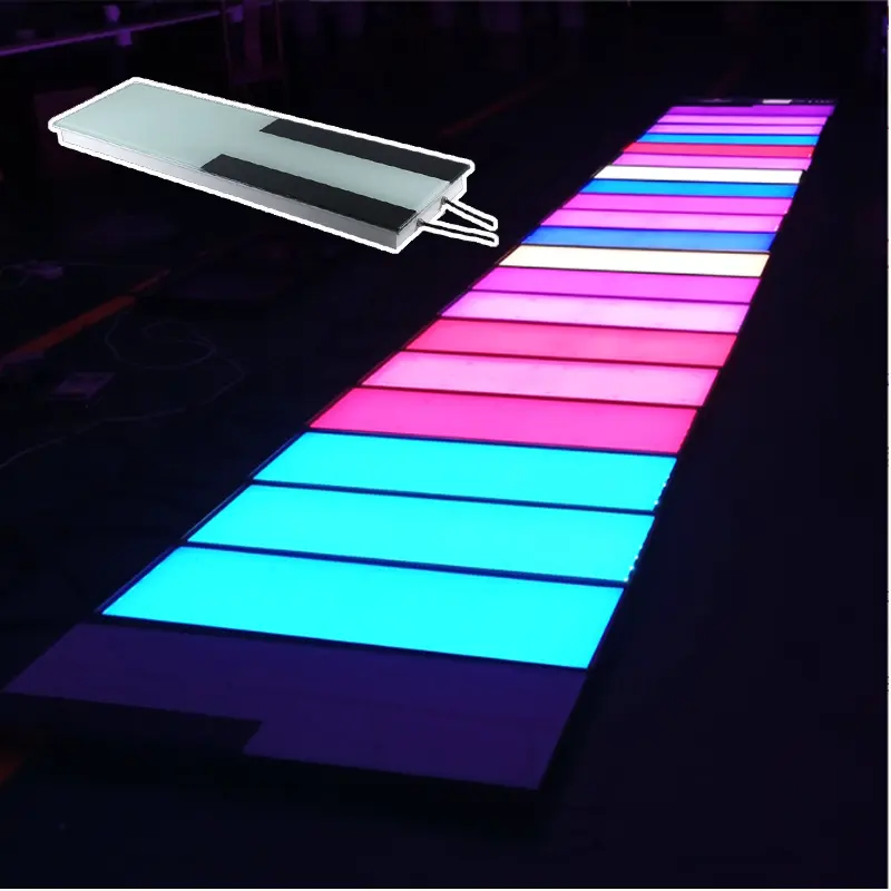 Led-Vloersensor Reflecterende Tegel Podiumlichtbalk Waterdichte Antislip Zeven Kleuren Muziek Piano Vloerlamp