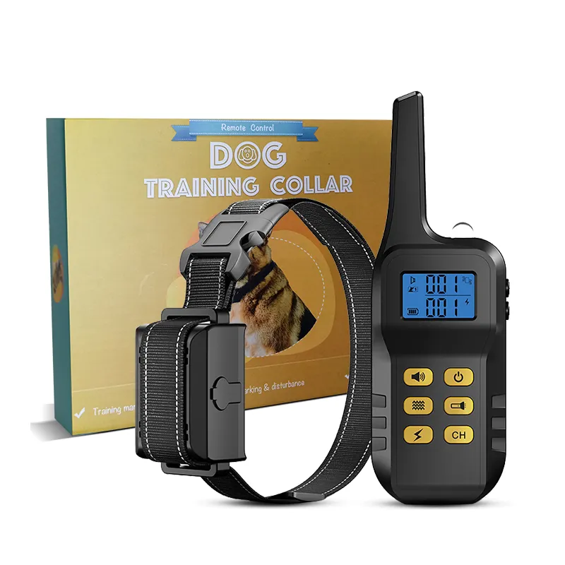 Colliers de dressage électrique pour chien de compagnie Collier de dressage pour chien à vibrations de choc Talkie-walkie Collier de dressage pour chien avec télécommande