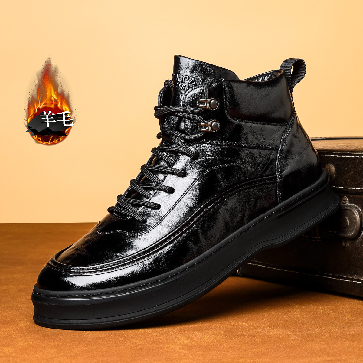 Black wool version (top-grain cowhide)