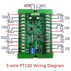 PTA8D08 8-CH DC 8-30V PT100 RS485 Módulo de adquisición Modbus RTU Colector de resistencia térmica de platino Sensor de temperatura PTA8D08 - Product Image 5