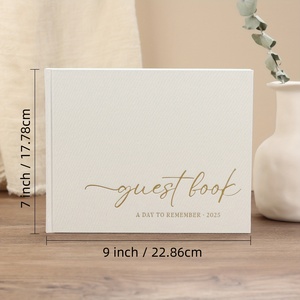 Elegant White Wedding Guest <strong>Book</strong> 2025 Design Paper Cover with Golden <strong>Script</strong> for Signatures &amp; for Polaroid Photos - Product Image 2