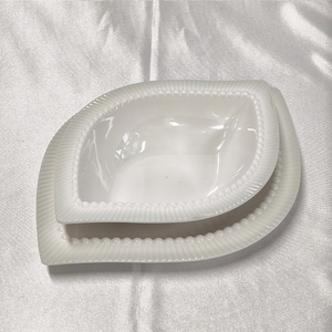 高品质三聚氰胺不规则餐具耐用除草三聚氰胺盘子和碗渐变浅蓝色边缘三聚氰胺盘子 - Product Image 4