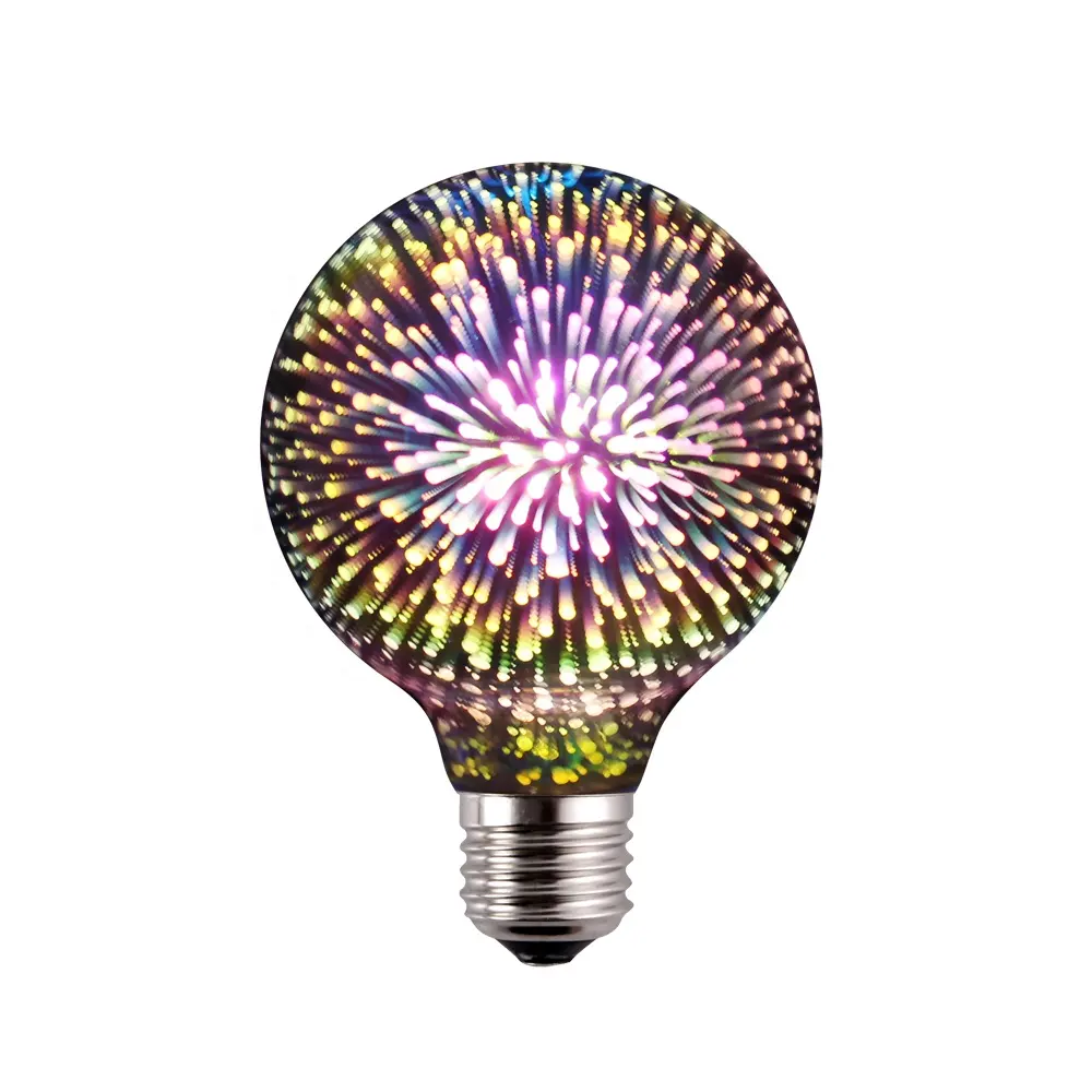 4.5W Fantaisie coloré E27 décoratif globe 3D placage couvercle en verre filament feux d'artifice led ampoule