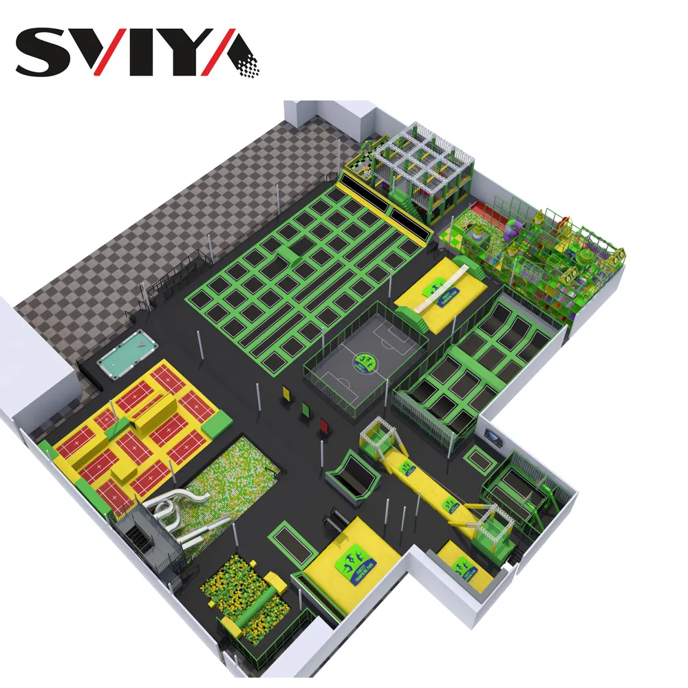عالية الجودة رغوة حفرة ألعاب متنزه داخلي حديقة الترامبولين مع لعبة على شكل خط قابلة للنفخ