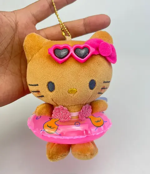 Venda quente Havaiano Marrom Hallo Kitty Bikini Hoop Plush Doll Pingente Presente Kitty Keychain Bag Pendurado Pingente