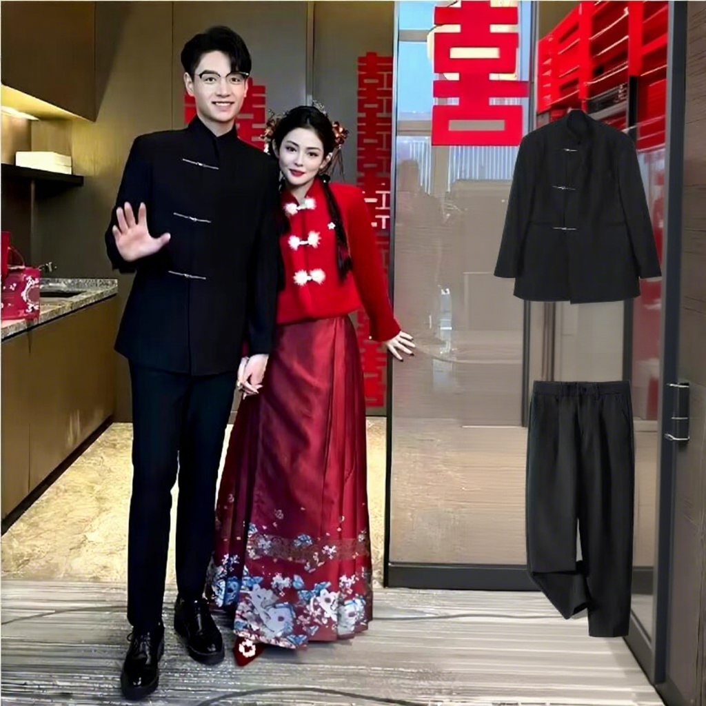 Zs 30000g-piece set-zhongshan suit long pants-black