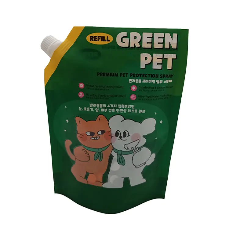 Kantung berdiri makanan kucing plastik cetak titik UV kustom dengan tutup jenis produk tas plastik