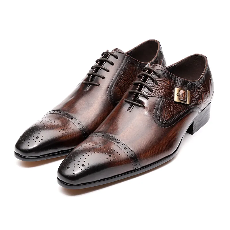 Zapatos Oxford de vestir para hombre, calzado Formal elegante de calidad, cuero genuino, de lujo, Popular, gran oferta