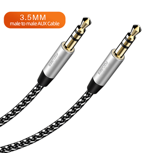 Yüksek kaliteli özel uzatma araba ses Aux kablo 3ft/6ft naylon örgülü altın fiş 3.5mm erkek erkek kulaklık <span class=keywords><strong>Jack</strong></span> Aux kablosu