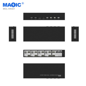 4x2 otomatik HDMI Kvm anahtarı 4K 60Hz çift monitör KVM HDMI genişletilmiş ekran KVM anahtarı 4 2 out dizüstü oyun konsolu için - Product Image 4