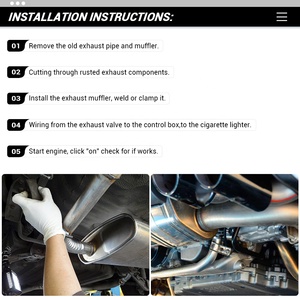 Stainless Steel 2.5&quot; 3&quot; Slant Outlet <strong>Tip</strong> Inlet Variable Exhaust Muffler With Vacuum Exhaust Cutout Electric Control <strong>Valve</strong> Kit - Product Image 6