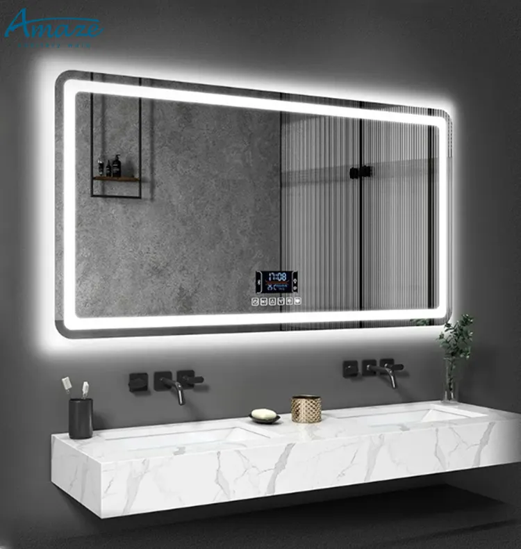 Toptan modern banyo yeni tasarım özel duvar ışıkları ile led makyaj akıllı makyaj masası aynası
