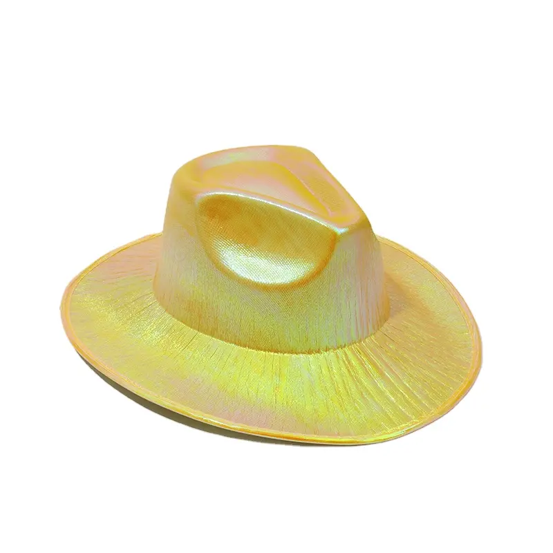 LED Glow Hat Halloween Carnaval Festa Rosa Fluorescente EVA Composite Colorido Estilo Ocidental Cowboy Fantasy Hat