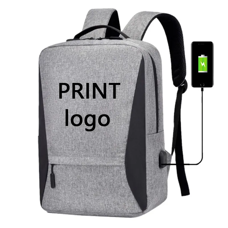 ZR879 Laptop çantası USB şarj aleti bilgisayar kapak sırt çantası Oxford kumaş su geçirmez fermuar baskı logosu hediye sırt çantası iş Schoolbag