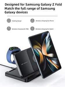 オールインワン3-in-1折りたたみ式Qiワイヤレス充電器。Galaxyシリーズ-Appleデバイス用の電話、ウォッチ、バッドに対応 - Product Image 2