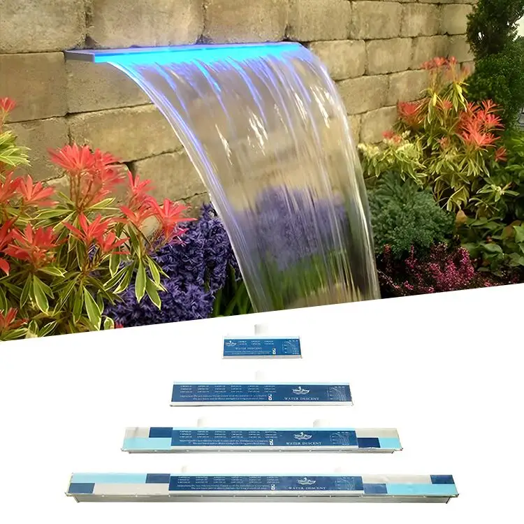 Nhà sản xuất OEM Acrylic Thác RGB LED ánh sáng thương mại biểu tượng tùy chỉnh hồ bơi đài phun nước thác nước