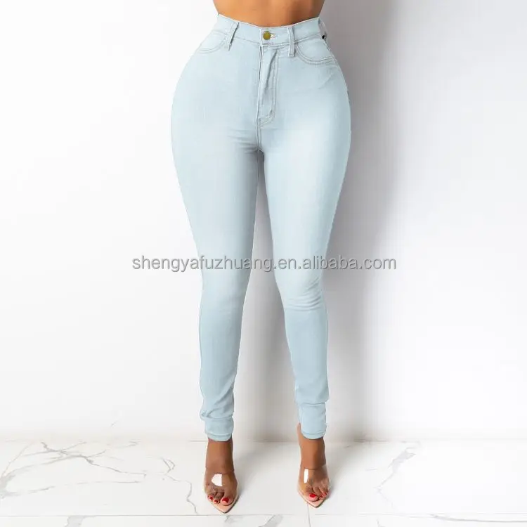 2022 Women's European and American Style Women's Tight Jeans Pencil Pants Extra Large Hot Jeans