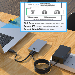 双托架2TB固态硬盘2.5英寸硬盘机箱全铝USB 3.1第二代C M.2 NVMe硬盘机箱磁盘外壳 - Product Image 5