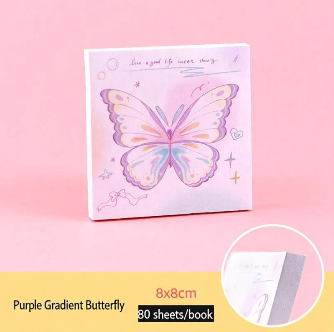 4purple gradient butterfly sticky notes