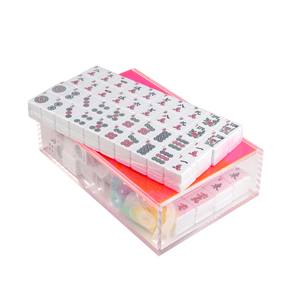144 Gạch Acrylic Mahjong Trường Hợp Laser Khắc Perspex Trung Quốc Đài Loan Mahjong Set Box Với Huỳnh Quang Nắp - Product Image 3