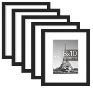 5*7 8x10カスタマイズ額縁5個セット、マット付き5x7またはマットなし8x10の画像を表示、ウォールギャラリーフォトフレーム