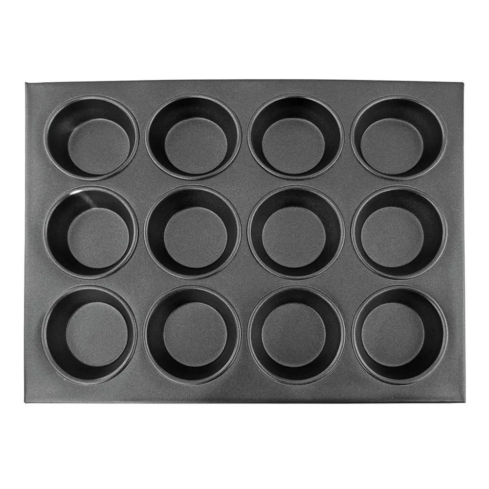 3,75 "Alusteel antiadherente 12 sangría Muffin Pan Cupcake Baking Pan Hamburguesa Bun Mold