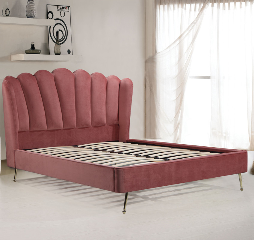 Contemporary Fashion Design Fabric Queen King Size Wood Upholstered Bed