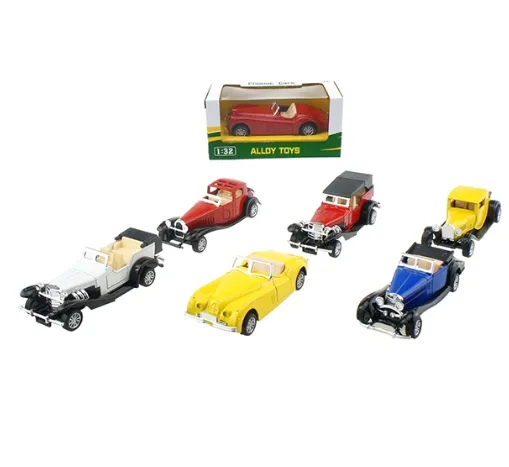 Mobil mainan pintu terbuka ganda, mobil mainan klasik logam paduan tarik belakang 1:32 hadiah Natal anak-anak