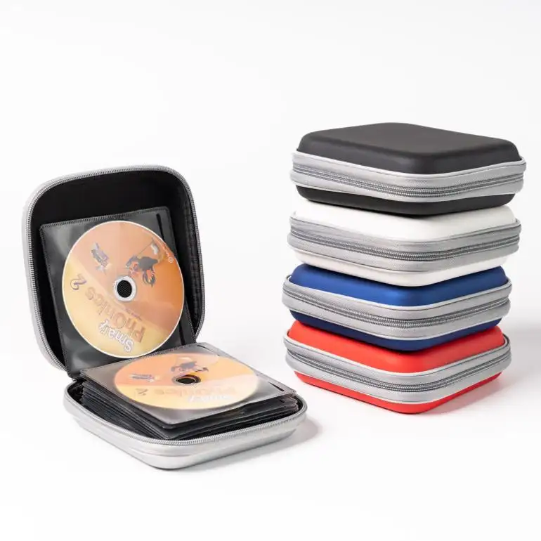 Étuis à CD imperméables et personnalisés, étui de voyage en mousse EVA rigide externe pour DVD, pièces