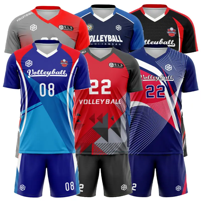 Camiseta de voleibol para hombre, impresión por sublimación de secado rápido personalizada, kits de voleibol para mujer, uniformes de voleibol de equipo juvenil