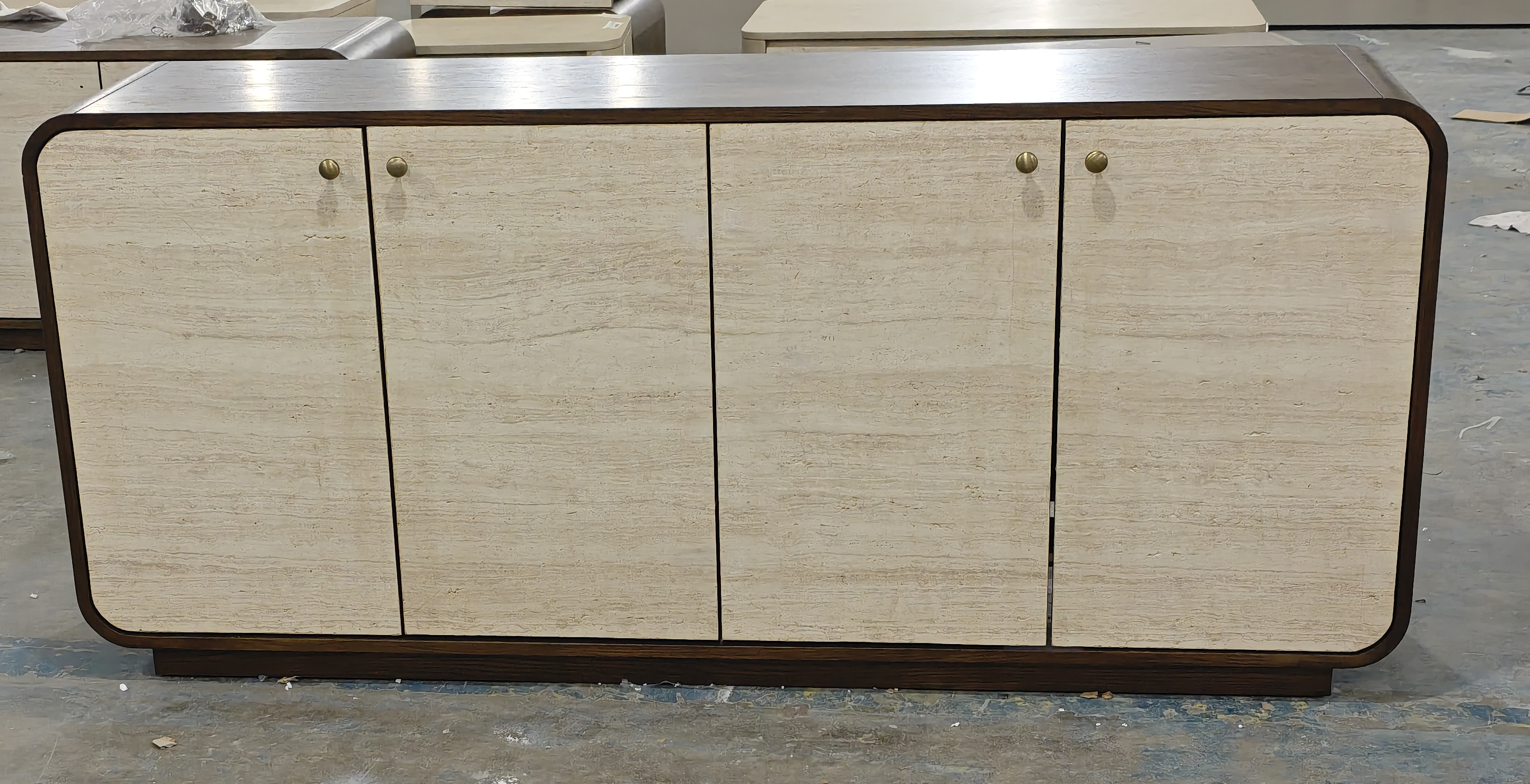 Dark walnut + yellow travertine 71*15.7*31.7"