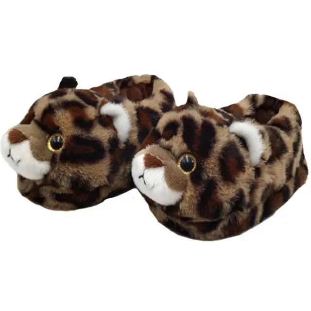 Zapatillas de felpa de leopardo cálidas, bonitas y cómodas, lavables