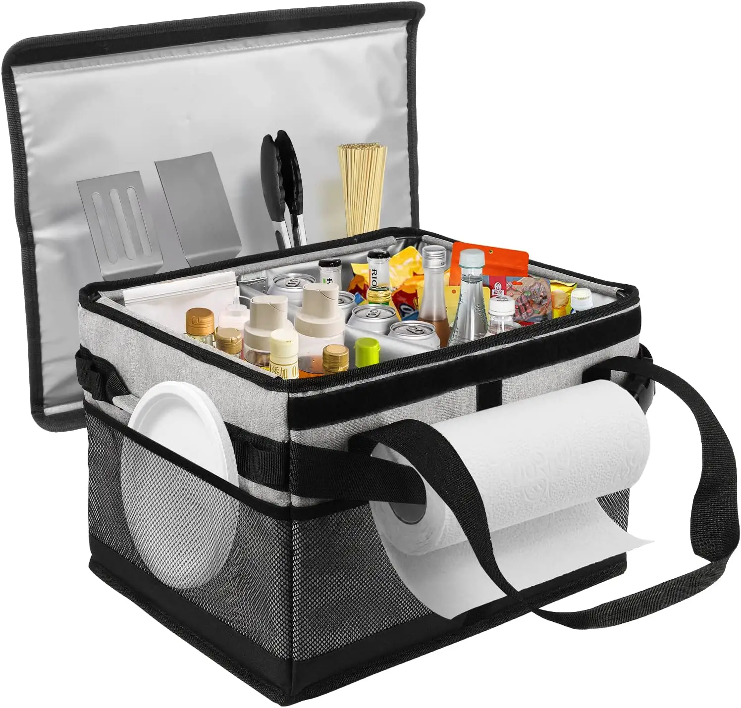 5001190 tragbarer Picknick-Caddy Heckklappen zubehör großer wasserdichter Grill-Caddy mit Deckel