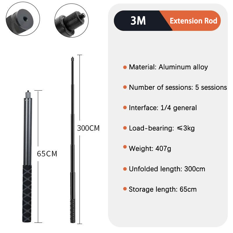 Tige excentrique noire de 3m