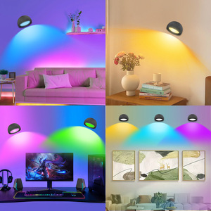 שינוי צבע rgb 360 מגנטי ° לסובב 3000mah נטענת אלחוטי קיר מודבקת קיר רכוב מנורות לחדר שינה בבית