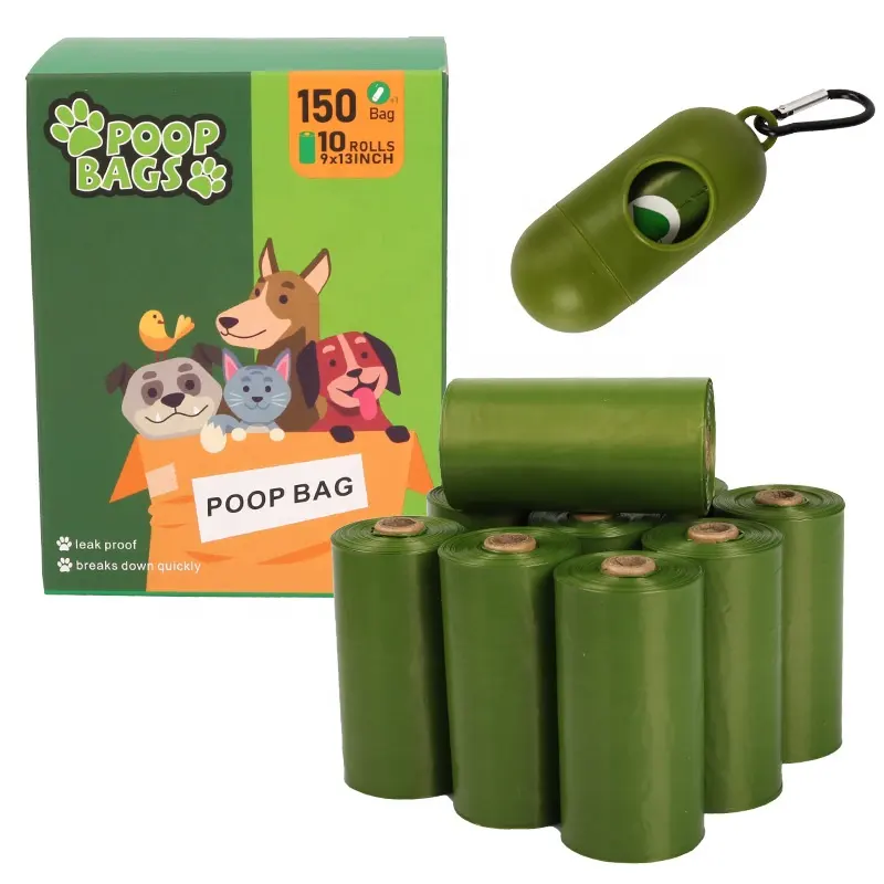 Venda quente Eco Friendly Alta Qualidade Logotipo Personalizado Impresso Biodegradável Doggie Waste Bags Para Cães Atacado Pet Dog Poop Bag