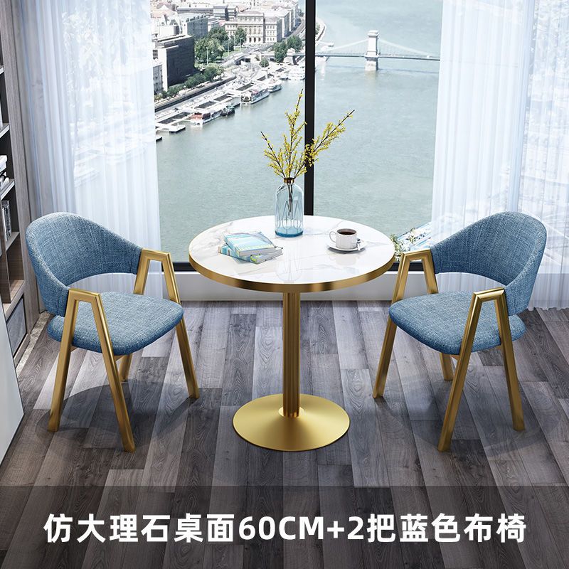 one table and 2 chairs light blue cloth 60x60x75cm