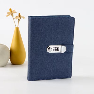 Cuaderno de tapa dura A5 con cubierta de cuero con impresión personalizada al por mayor, diario planificador con cerradura de combinación - Product Image 4
