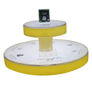 Round Spinning Base Counter Mesa De Luxo Acrílico 2 Camadas Cosméticos Perfume Skincare Display Stand Com Iluminação LED Branca
