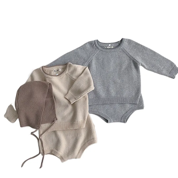 Spring Korean Children's Clothing Baby Knitted Sweater Top Shorts Clothing Sets Infant Newborn Sweater Suit