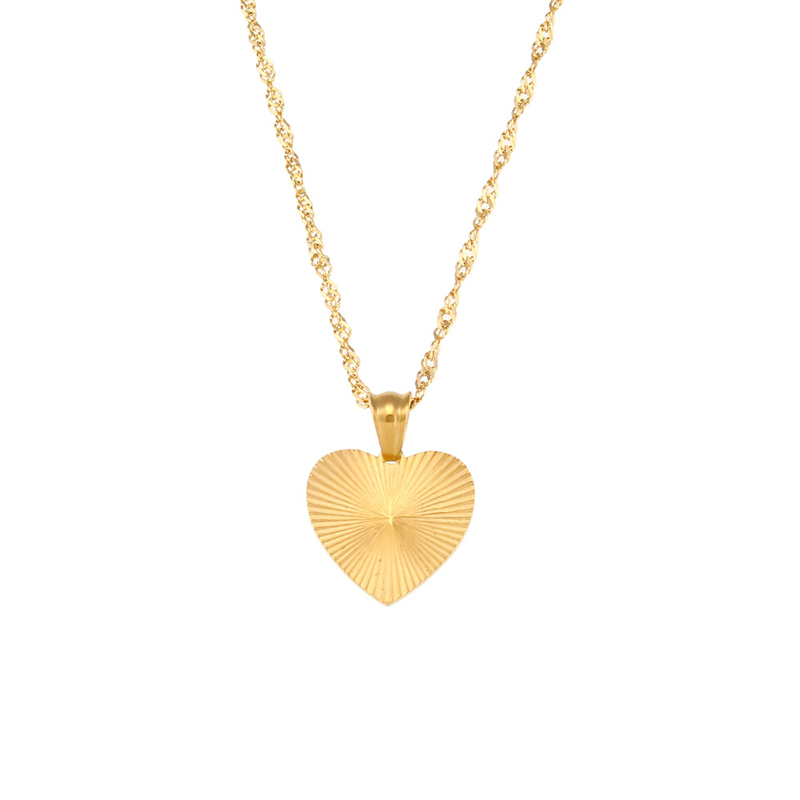 Striped geometric pendant necklace - Love