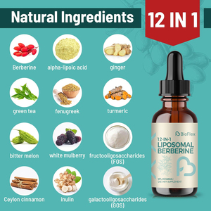Formula kustom 12 dalam 1 organik liposom Berberine cairan tetes alami suplemen dengan teh hijau kunyit untuk dewasa penurunan berat badan - Product Image 2