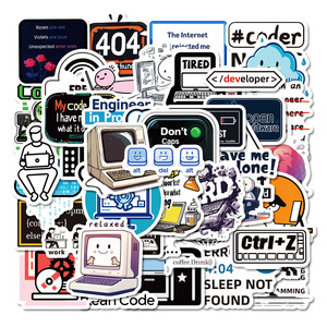 50 Pcs <strong>Computer</strong> <strong>Programmer</strong> PVC Self Adhesive Stickers for Helmet, Handbag, Phone Case, Suitcase, Refrigerator and Books
