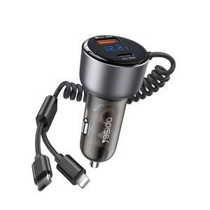 Sıcak satış Yesido Y58 60W PD + QC3.0 çift bağlantı araba hızlı şarj ile USB-C/tip-c + 8 Pin bahar kablo - Product Image 1