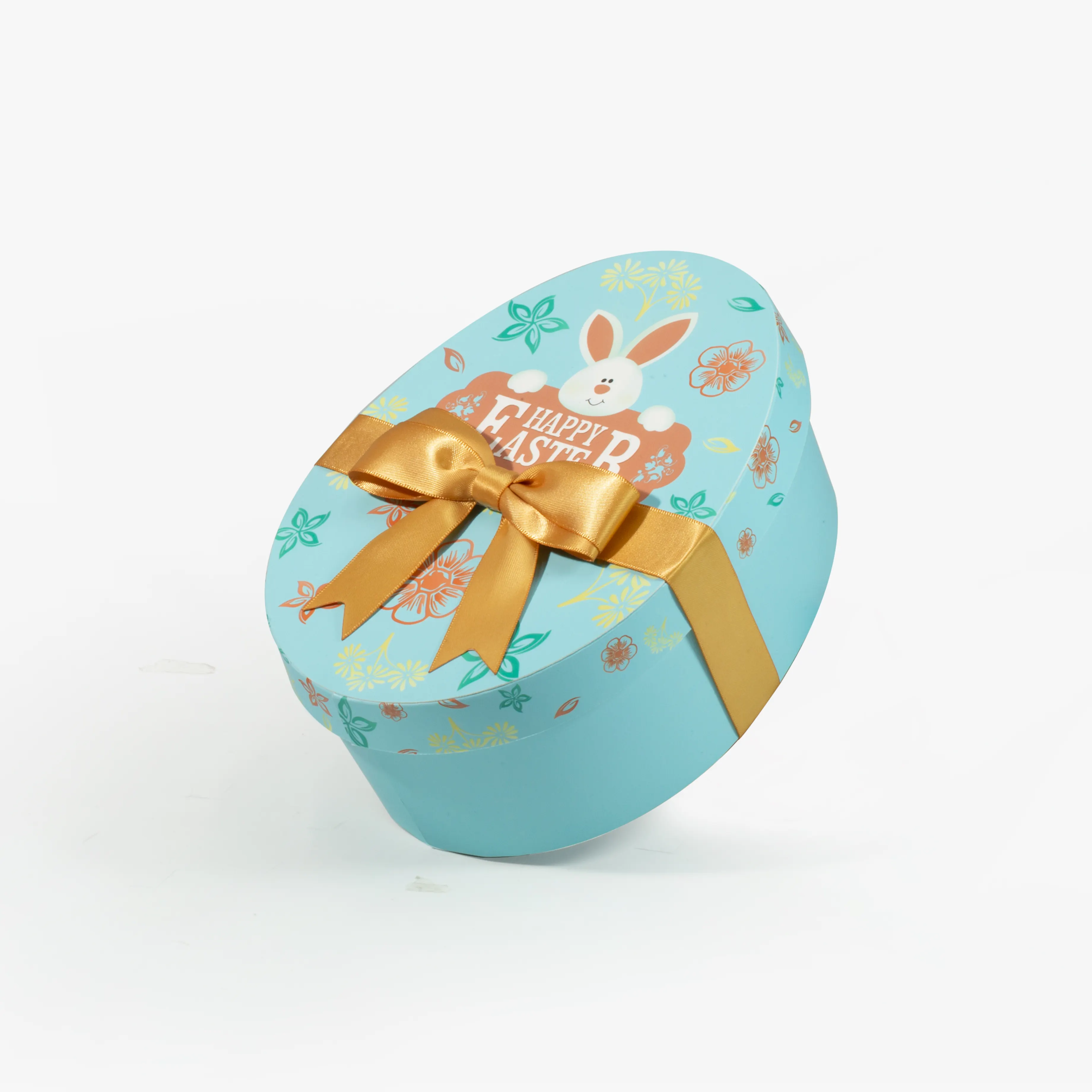 หรูหรามีความสุขวันอีสเตอร์สีฟ้าไข่อีสเตอร์รูปร่างกล่องของขวัญฝาและกล่องฐาน