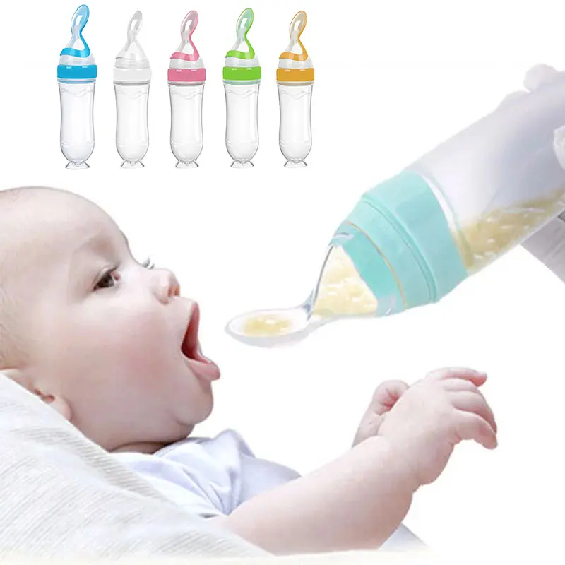 90ML Safe Neugeborene Baby flasche Kleinkind Silikon Squeeze Fütterung löffel Milch flasche Baby Training Feeder Nahrungs ergänzungs mittel