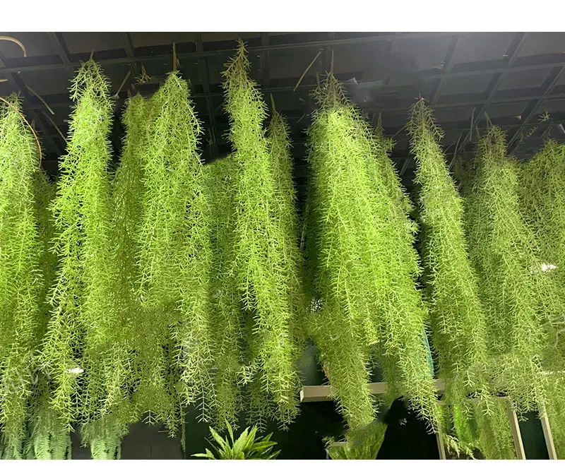 Завод S0519, искусственный пластиковый искусственный папоротник, зеленые листья, висящие на потолке, искусственные персидские растения для украшения
