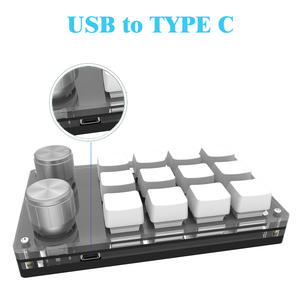 Mini teclado USB Macro personalizado, 12 teclas, 2 perillas de programación, DIY Teclado mecánico, interruptor de dibujo para juegos, teclado portátil de intercambio en caliente