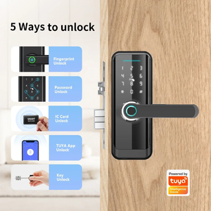 Ev apartman biyometrik parmak izi kartı şifre anahtar elektronik anahtarsız giriş TTLock BLE Tuya App Wifi madde akıllı kapı kilidi - Product Image 2