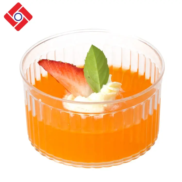 Copo descartável de yogurte congelado redondo, copo transparente da sobremesa para gelatina, 110ml/3.9oz